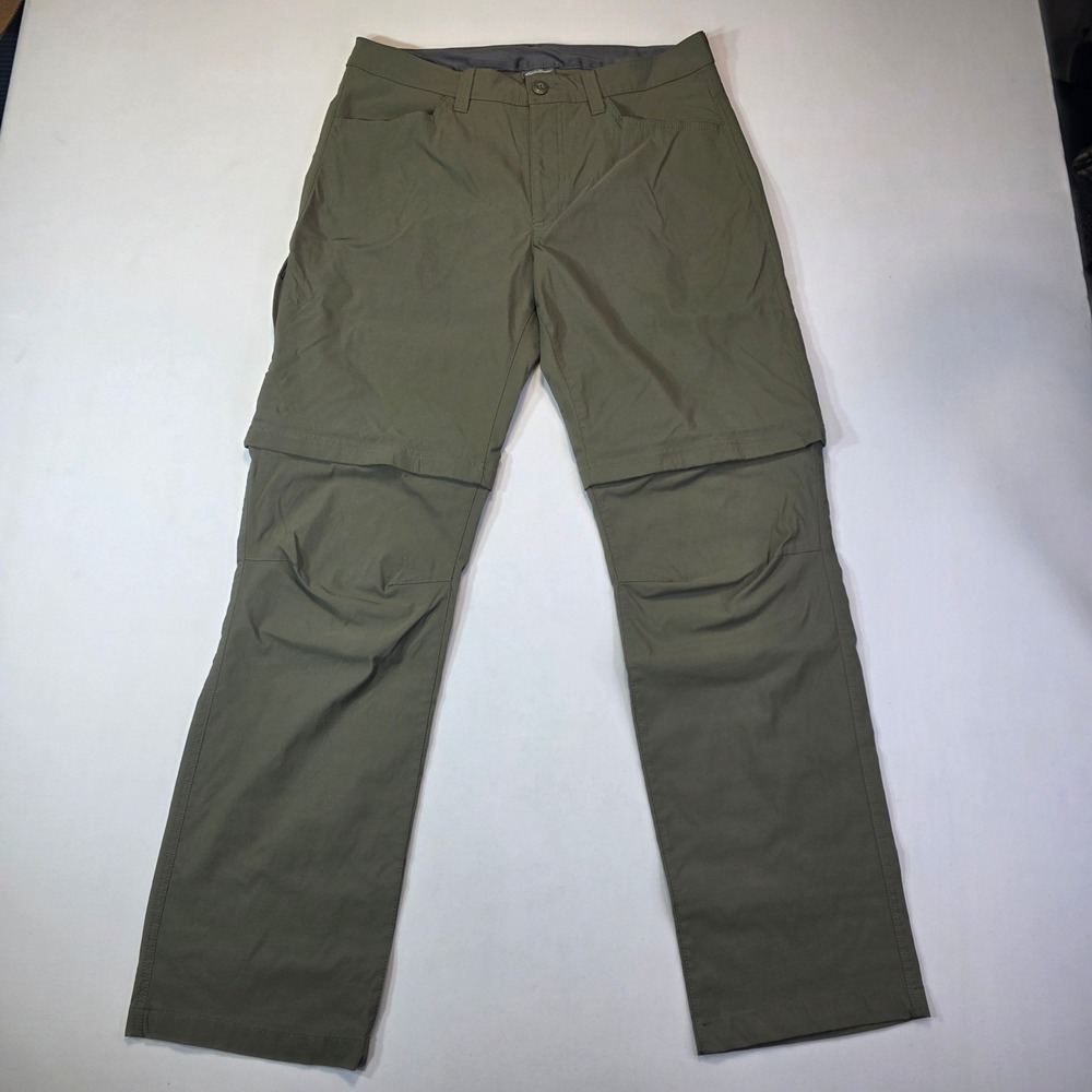 Eddie Bauer Convertible Tech Hiking Pants Mens Olive Green Zip Off 34x32